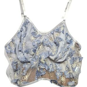 Butterfly Applique Bralette Women‎ 4XL Gray Purple  Mesh Fairycore Crop Top